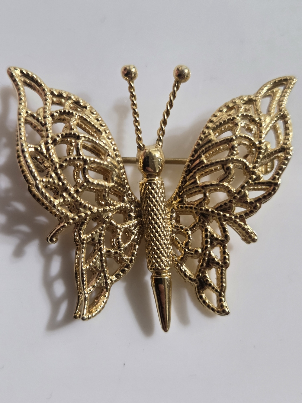 MONET Gold Filigree Butterfly Brooch